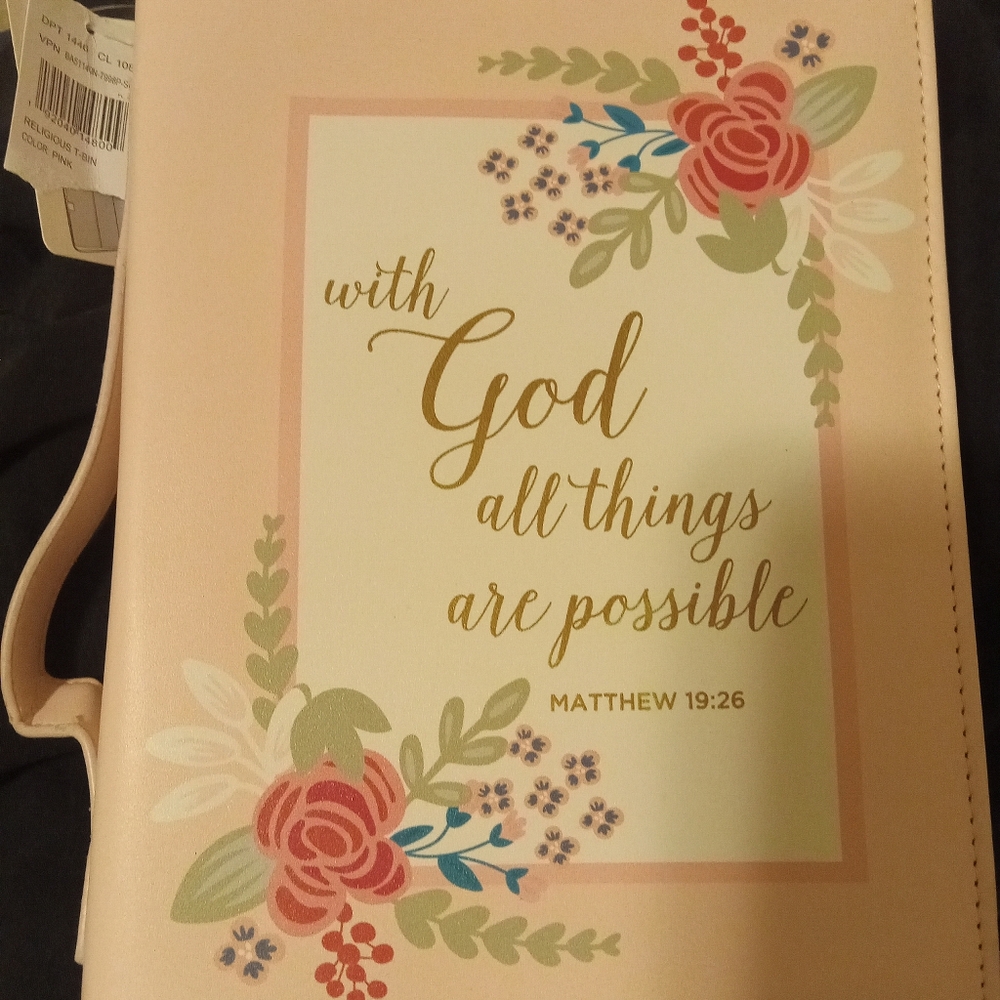 Floral Bible Cover with Inspirational Quote